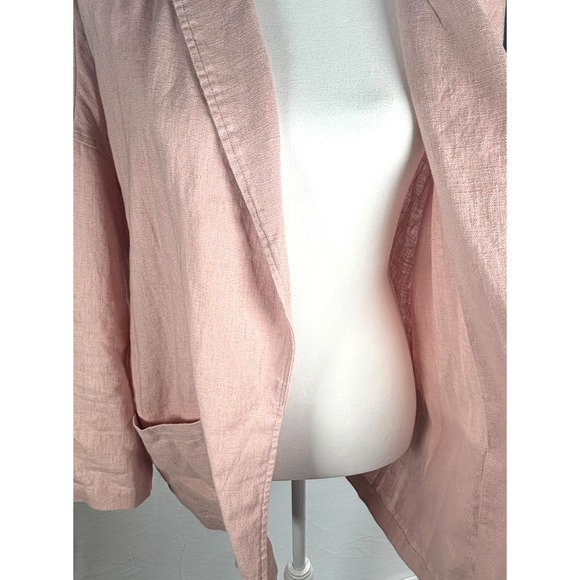 EILEEN FISHER 100% Linen Kimono Jacket Cardigan Pink Lagenlook Layer Women's L - Picture 6 of 9